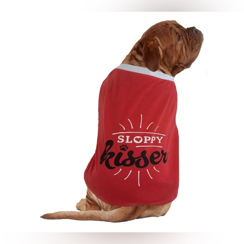 Vibrant Life Valentine's Day Dog Sloppy Kisser T-Shirt, Red, XL
